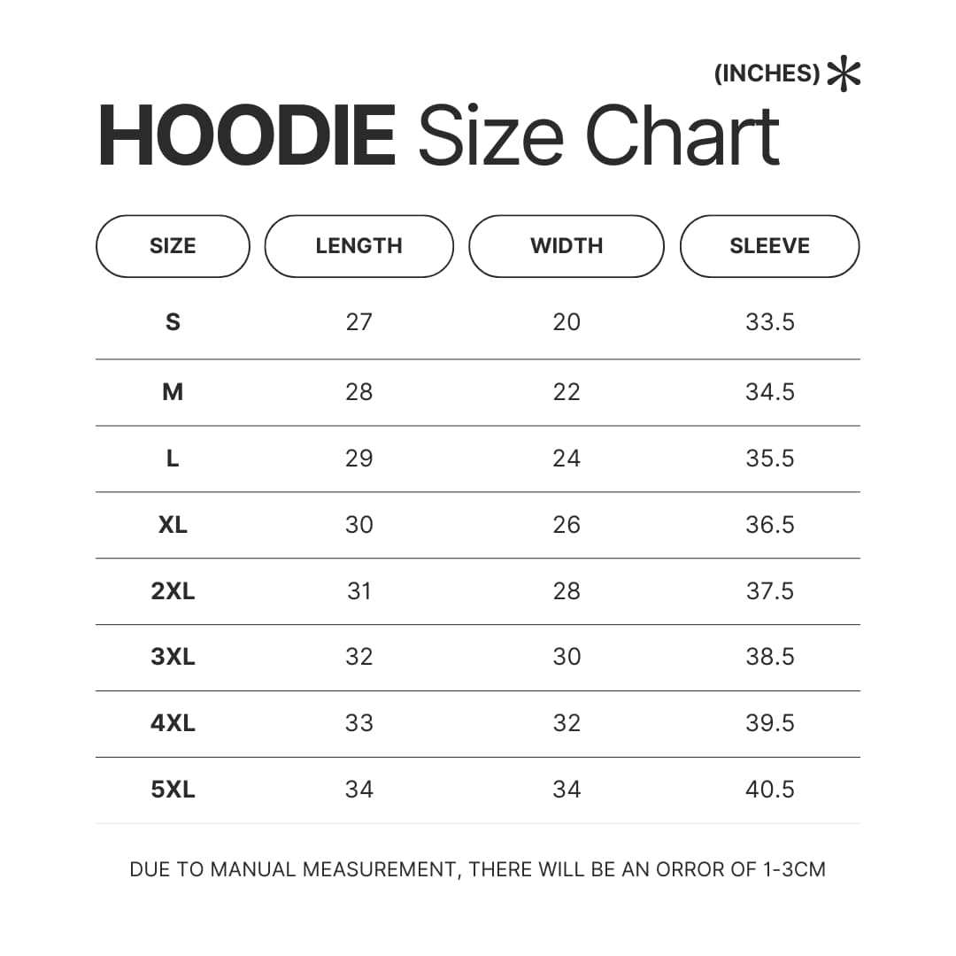 Hoodie Size Chart - Kaguya-sama Shop