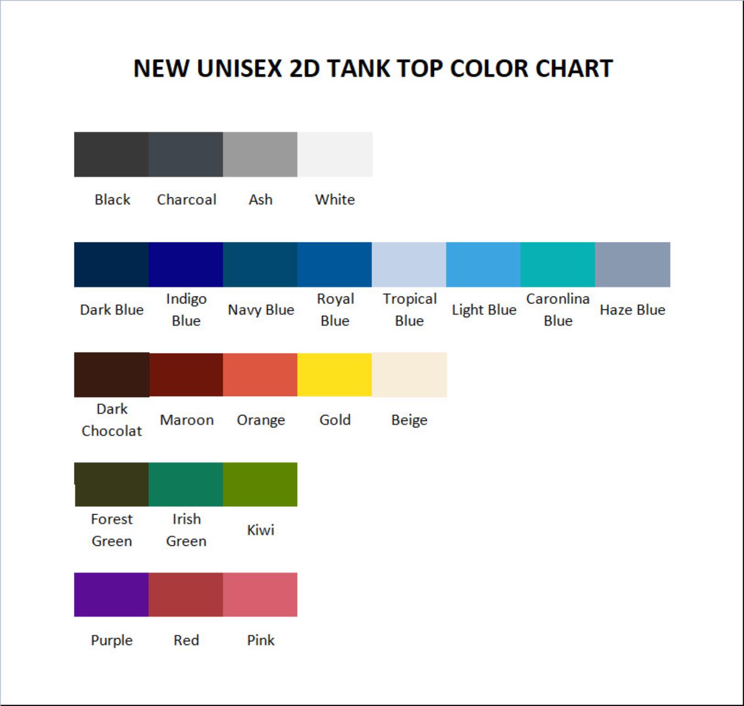 tank top color chart - Kaguya-sama Shop