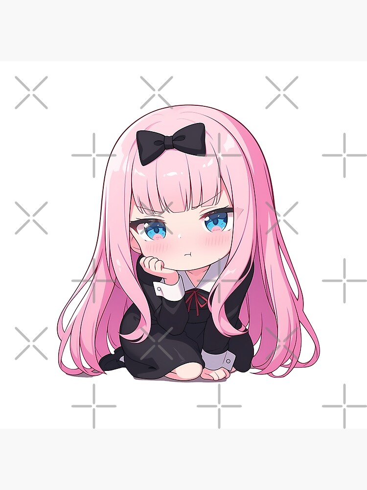 Chibi Kawaii Angry Chika Fujiwara Kaguya Sama Love Is War Anime Pink Hair Mood Throw Pillow - Image 2