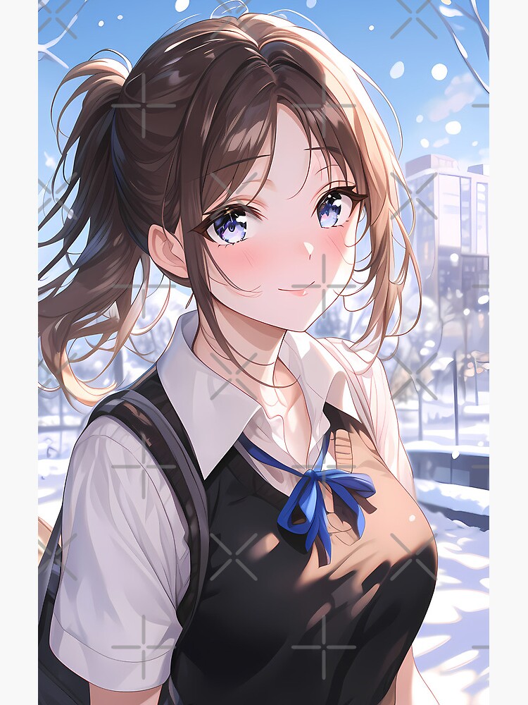Miko Iino Kaguya Sama Love Is War Winter Snowfall City Street Blue Ribbon Shower Curtain - Image 2