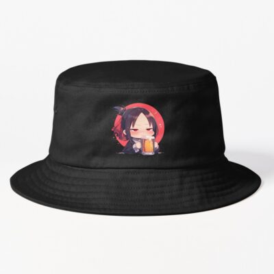 Kaguya Shinomiya Anime Girl Chibi Kawaii Beer Drunk Cute Red Moody Calm Bucket Hat