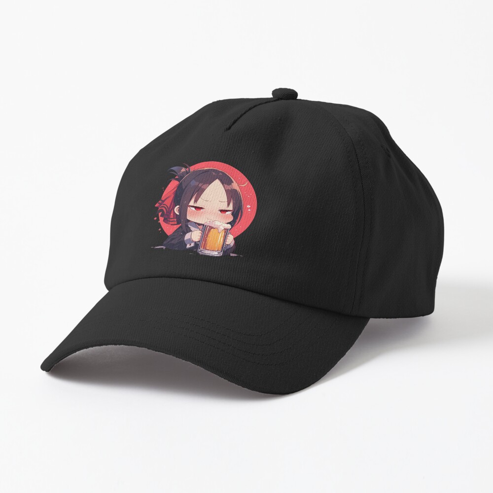 Kaguya Shinomiya Anime Girl Chibi Kawaii Beer Drunk Cute Red Moody Calm Hat