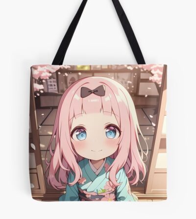 Chika Fujiwara Kaguya Sama Pastel Kimono Under Cherry Blossoms Tote Bag