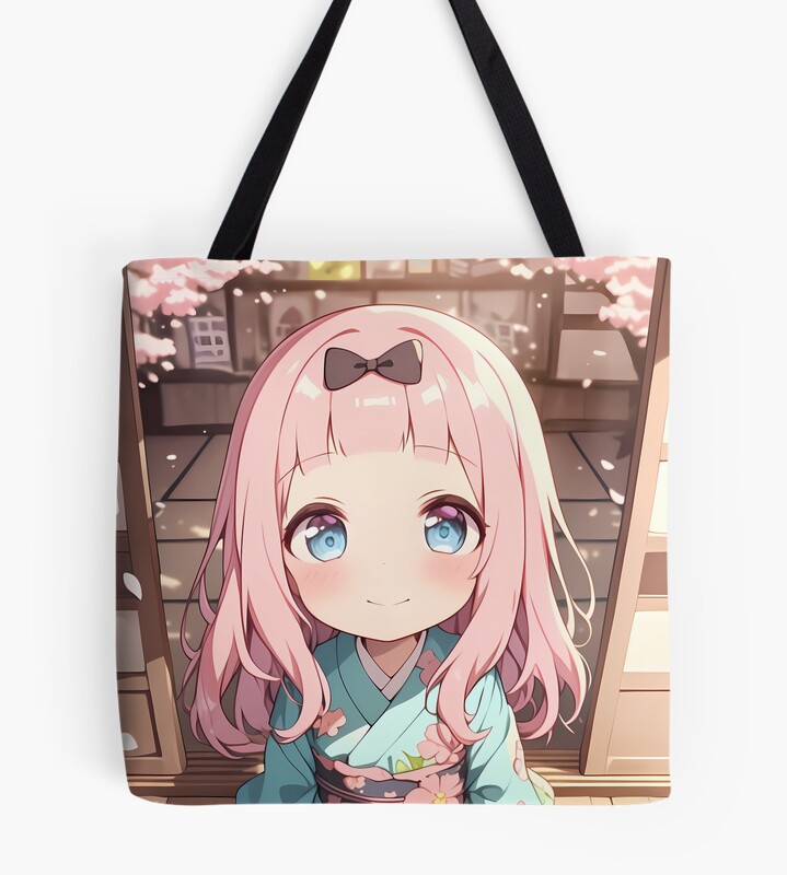 Chika Fujiwara Kaguya Sama Pastel Kimono Under Cherry Blossoms Tote Bag