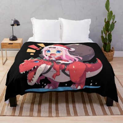 Sama Chika Fujiwara Kaguya Sama Love Is War Anime Christmas Dinosaur Santa Cheer Throw Blanket