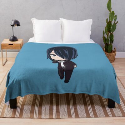 Kaguya Sama Ishigami Yu Blue Background Throw Blanket