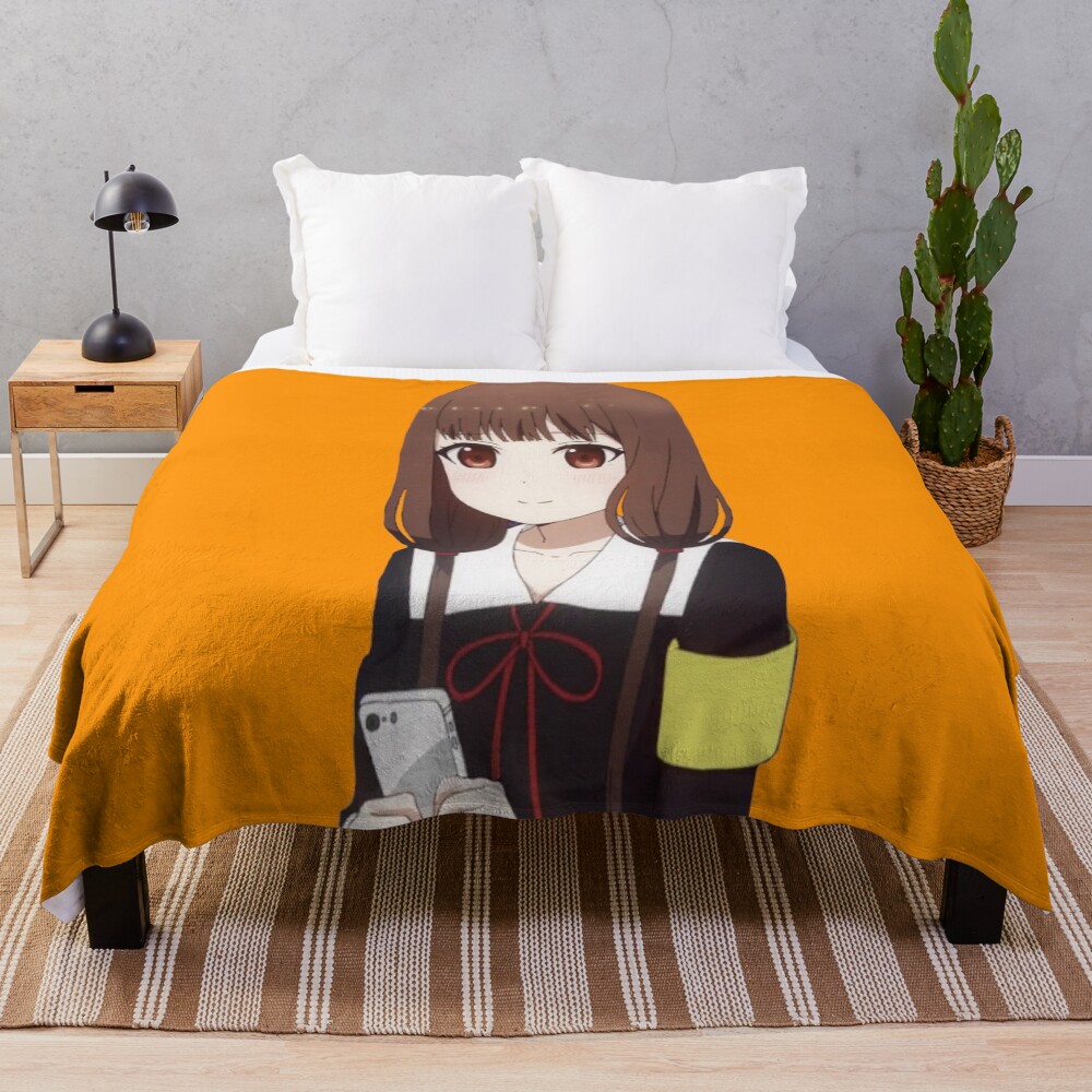 Miko Iino Orange Background Throw Blanket