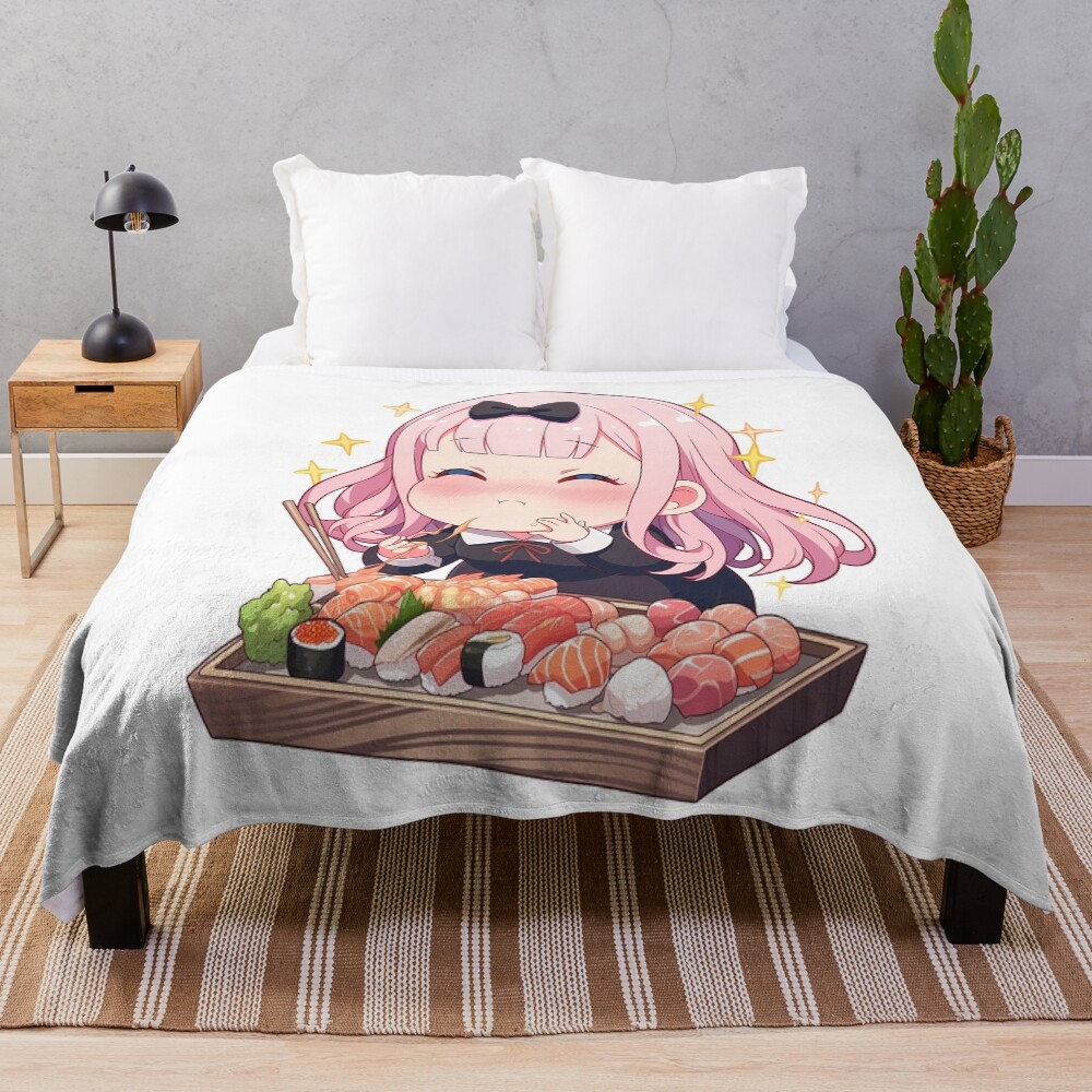 Chika Fujiwara Kaguya Sama Love Is War Chibi Sushi Snack Throw Blanket