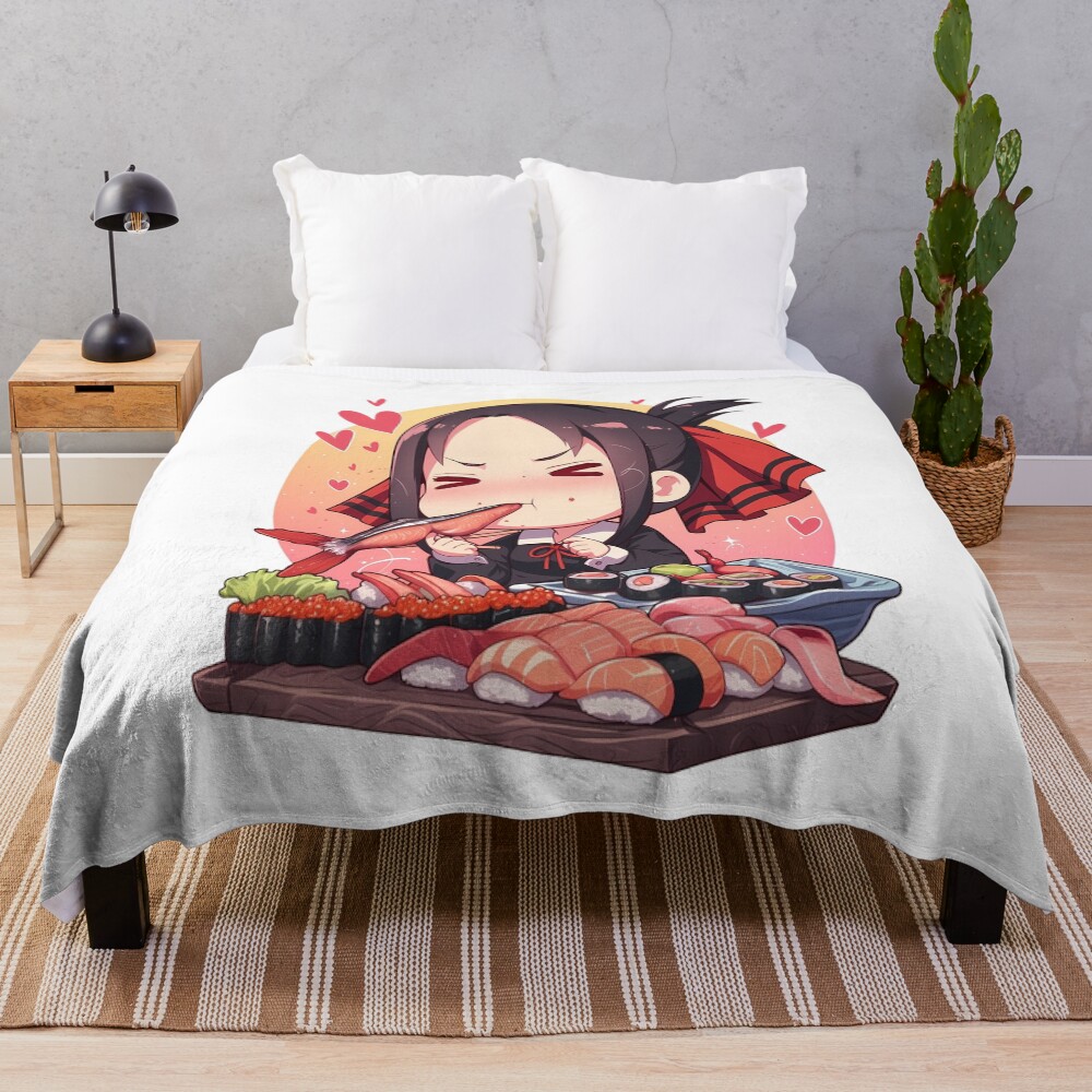 Kaguya Shinomiya Kaguya Sama Love Is War Chibi Sushi Hearts Throw Blanket