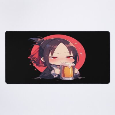 Kaguya Shinomiya Anime Girl Chibi Kawaii Beer Drunk Cute Red Moody Calm Mouse Pad