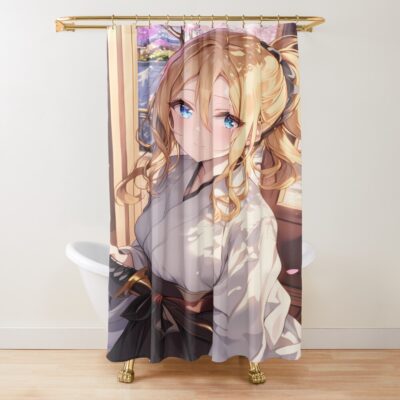 Copy Of Jibril No Gai Hayasaka Kaguya Sama Soft Spring Kimono With Cherry Blossomsame No Life Chibi Samurai Under Sakura Lanterns Shower Curtain