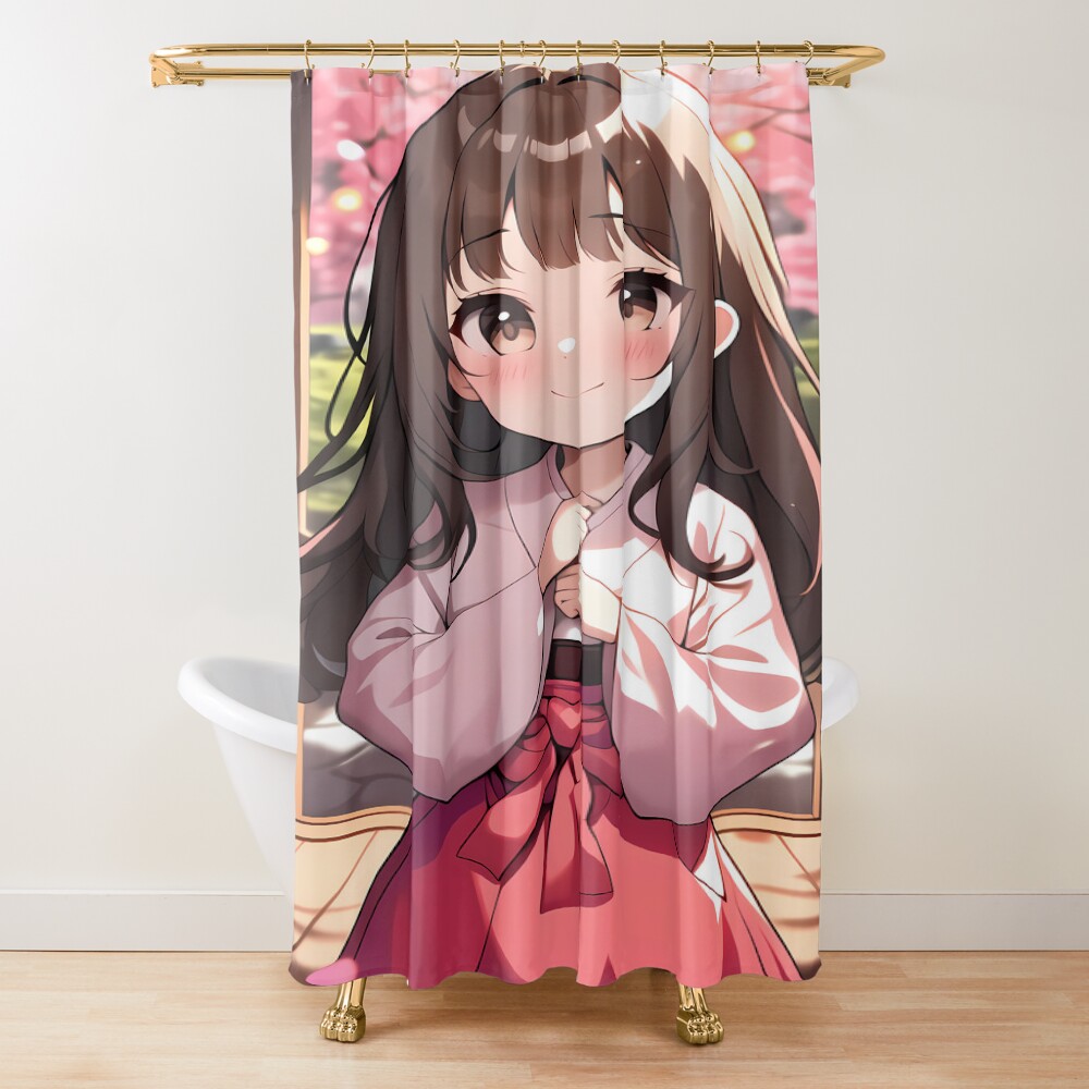 Miko Iino Kaguya Sama Lantern Lit Spring Shrine Vibes Chibi Shower Curtain