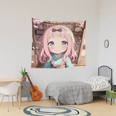 Chika Fujiwara Kaguya Sama Pastel Kimono Under Cherry Blossoms Tapestry