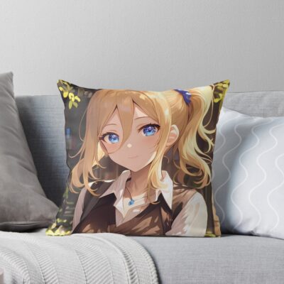 Ai Hayasaka Kaguya Sama Love Is War Garden Sunshine Blue Eyes Throw Pillow