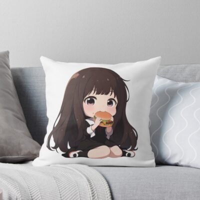 Miko Iino Kaguya Sama Love Is War Chibi Kawaii Smile Throw Pillow